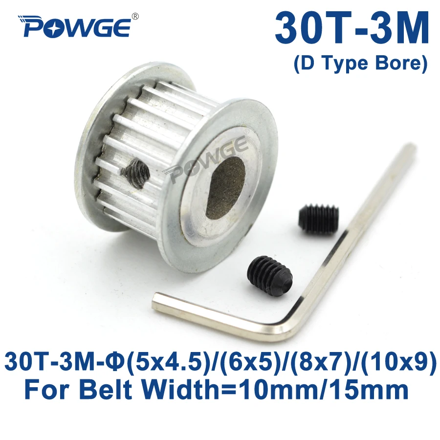 POWGE 30 зубьев HTD 3M синхронный шкив D Тип отверстия 5x4. 5/6x 5/8x 7/10x9 мм для ширины 10/15
