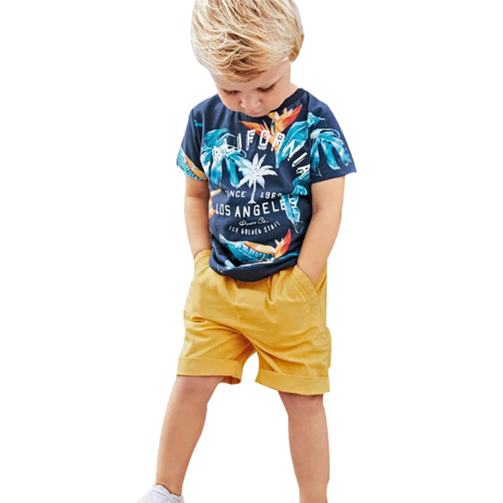 Новинка летняя детская модная одежда SAGACE с принтом листьев для маленьких