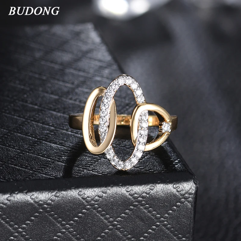 Женские кольца для помолвки BUDONG Infinity Bijoux роскошные Помолвочные с фианитами