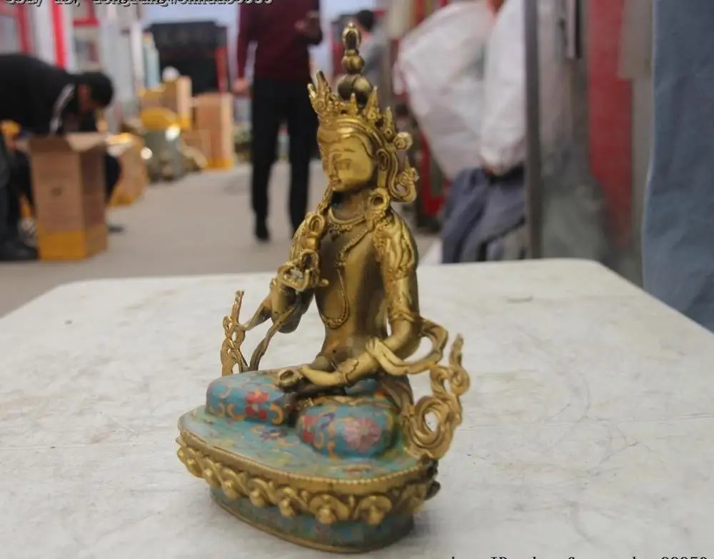 Tibetan Bronze Cloisonne Enamel Vajradhara Vajrabhairava Goddess Buddha Statue | Дом и сад