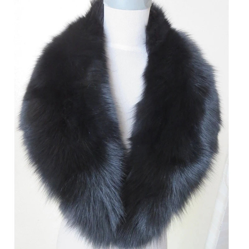 

Real Fox Fur Collar Women's 100% Natural Fox Fur Scarf Winter Warm Fur Collar Scarf Black