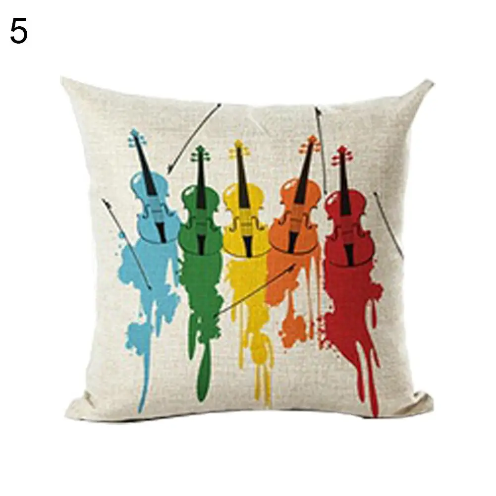 New Cushion Cover Music Series Note Printed Linen Square Pillowcase Throw Pillow | Дом и сад