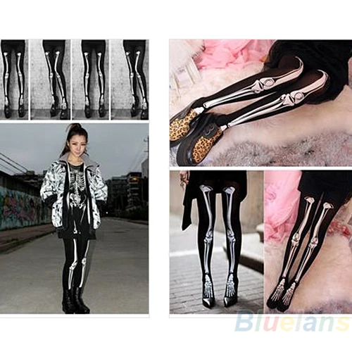 Женские сексуальные черные колготки со скелетом и тату колготки|stocking tights|skeleton