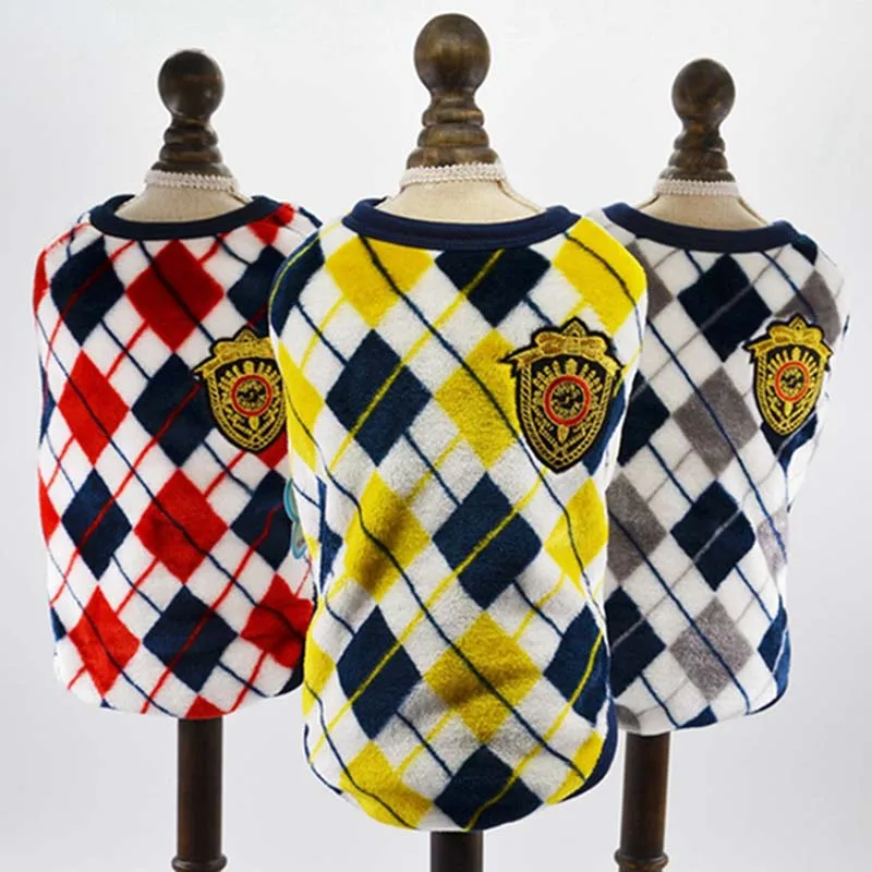 SYDZSW Одежда для собак пальто щенков модное клетчатое с принтом жилетик маленькой