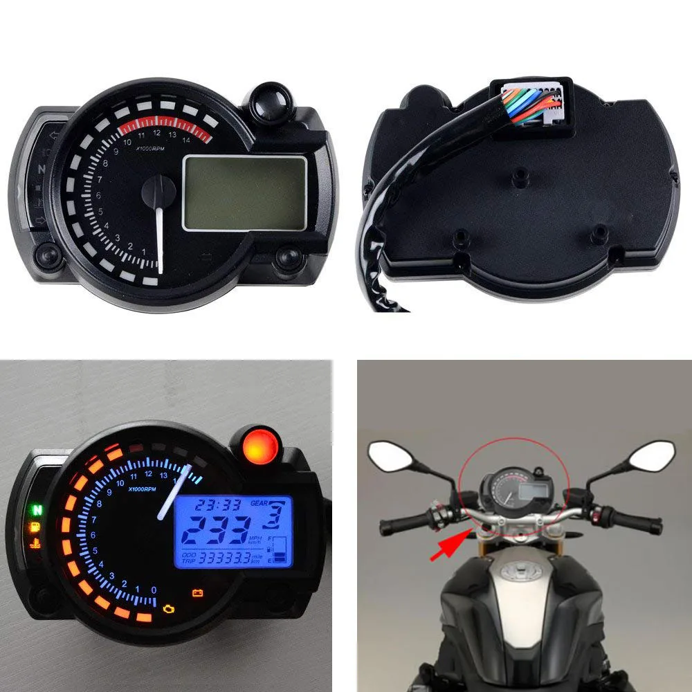 

Universal Motorcycle Digital LCD Gauge Speedometer dashboard Odometer Tachometer Motorbike Moto Fuel level Speed Instrument