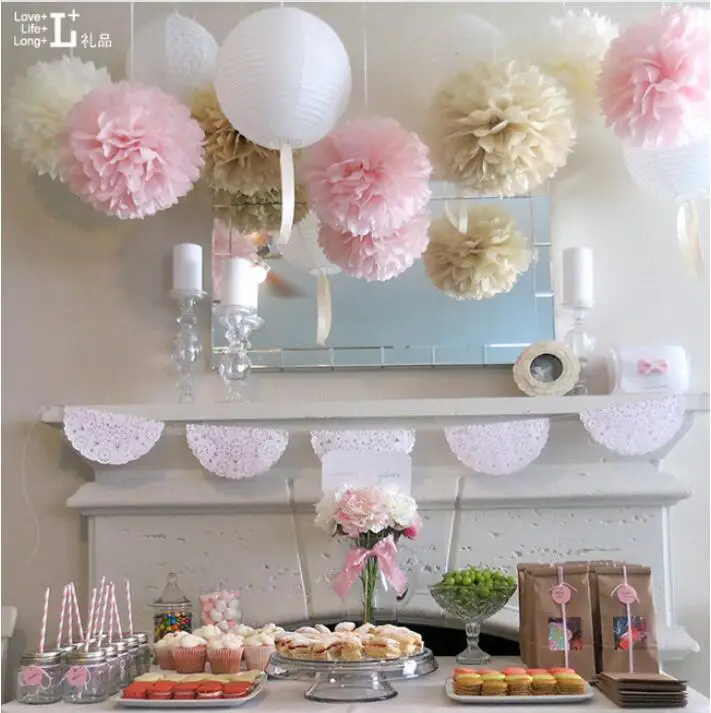 Промо акция 16 дюймов (40 см) 200 шт Большой ткани haning бумажный помпон baby shower бумажные