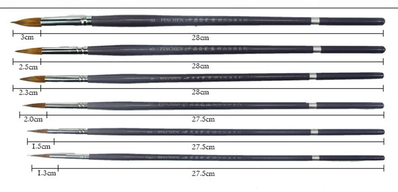 

6pcs/Set long rod weasel hair pointed round paintbrush acrylic gouache watercolor painting brush oil painting brush Art Supplies