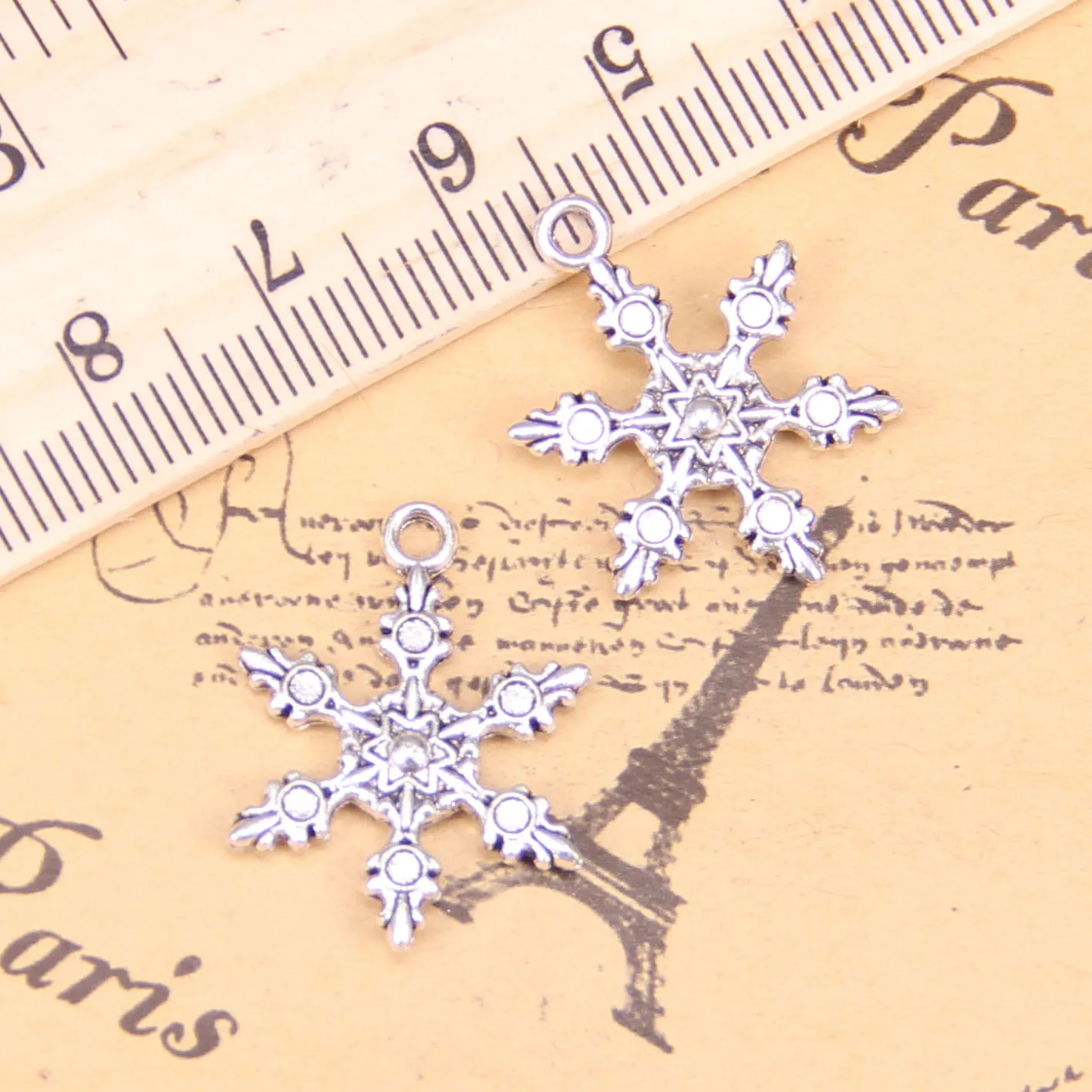 126 шт. Подвески для изготовления ювелирных изделий с принтом в виде снежинок 23x17