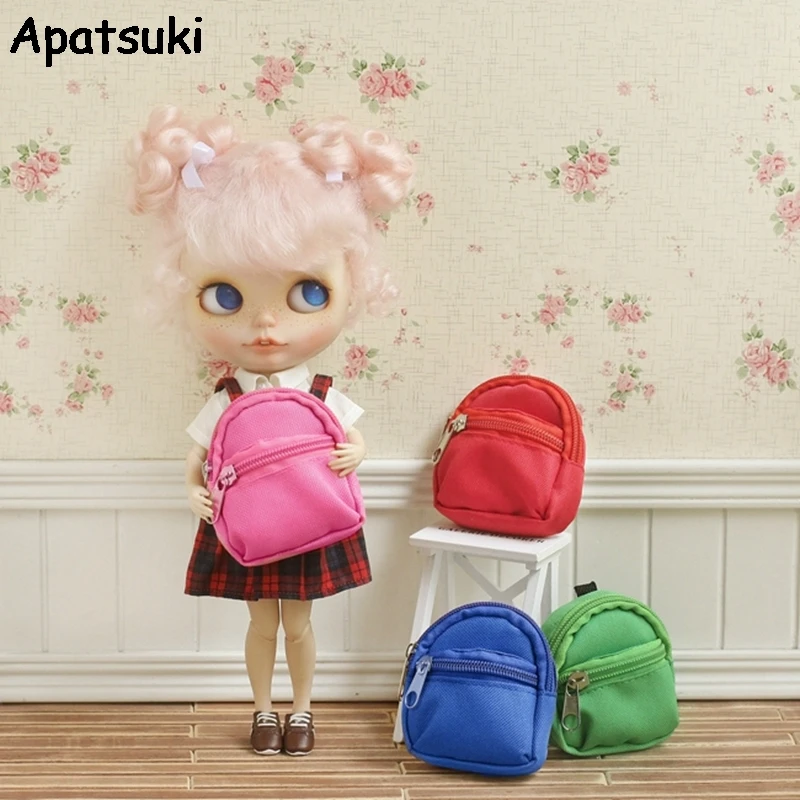 Fashion 1:6 Dolls Bag Canvas Backpack For Blythe Doll Knapsack Packsack For Barbie Dollhouse 1/6 mini Doll Accessories