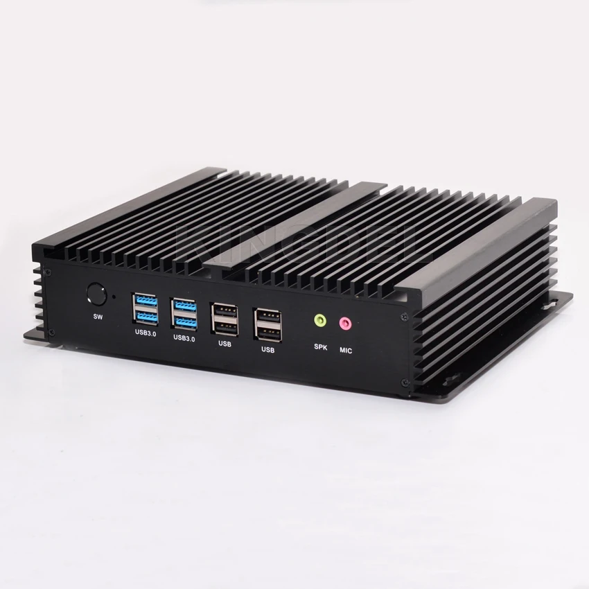 Настольный ПК без вентилятора ОС Windows 10 Intel Core i3 4010U 2 HDMI Gigabit LAN 6 COM RS232 WiFi 4G RAM + 64G SSD