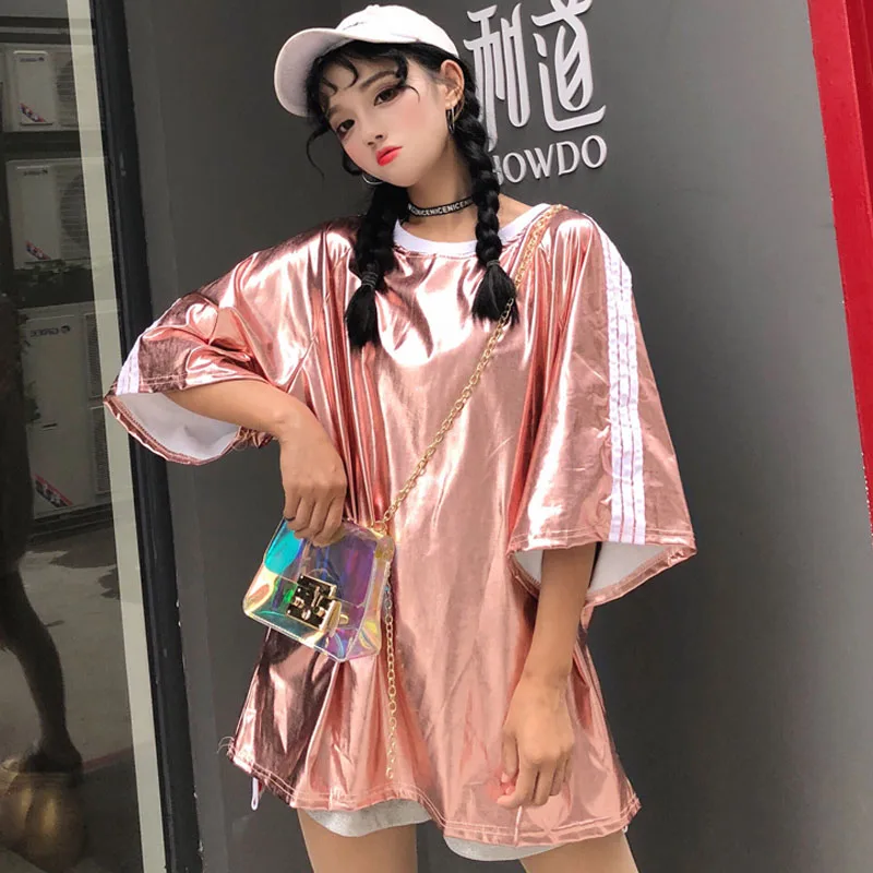 2018 Новый Для женщин Harajuku футболки свободные хип хоп топы Sweet Girl фиолетовый