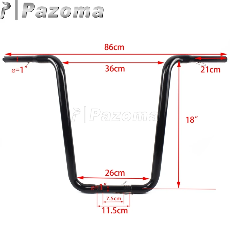 Черный мотоцикл 18 &quotRise 1 1/4&quot Ape вешалка руль винтажная ручка бар для Harley Softail FLST