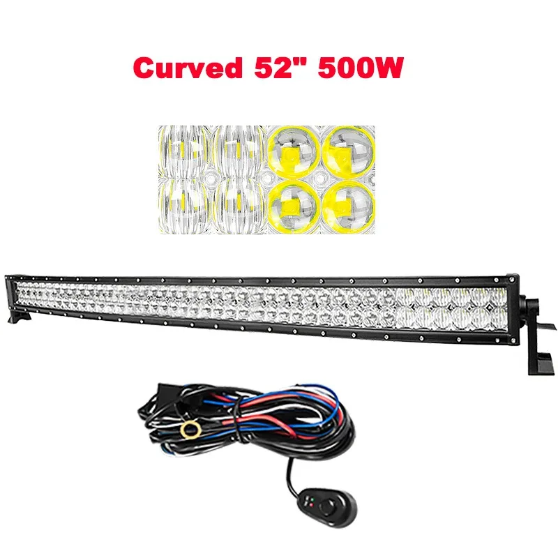 52 Inch With Wire CREK 21 31 41 50 ”5D изогнутый внедорожный светодиодный светильник 4x4 ATV SUV светодиодный бар грузовик бар для Jeep 4WD 4x4 внедорожный внедорожник ATV Грузовик Лодка автомобиль - Цвет: 52 Inch With Wire