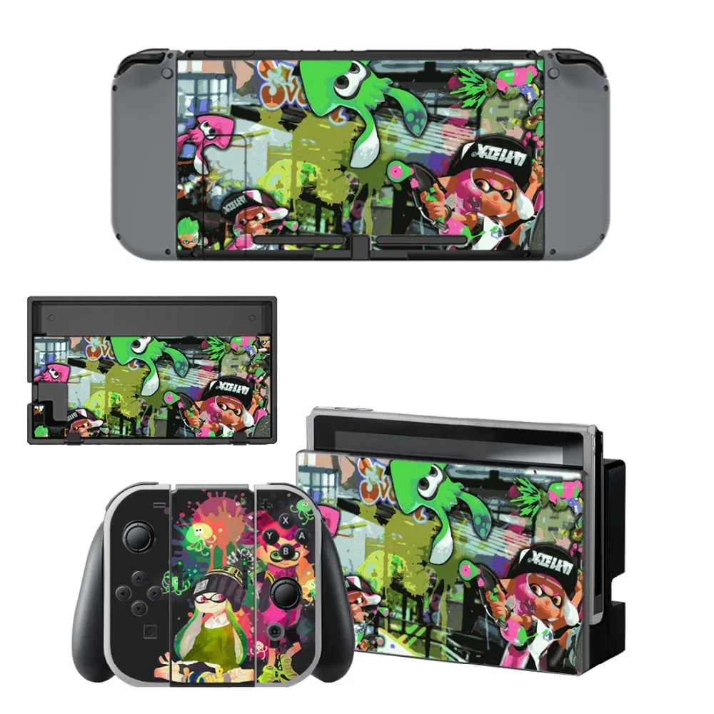 2 виниловые наклейки для защиты кожи игровой splotoon консоли Nintendo Switch NS + контроллер