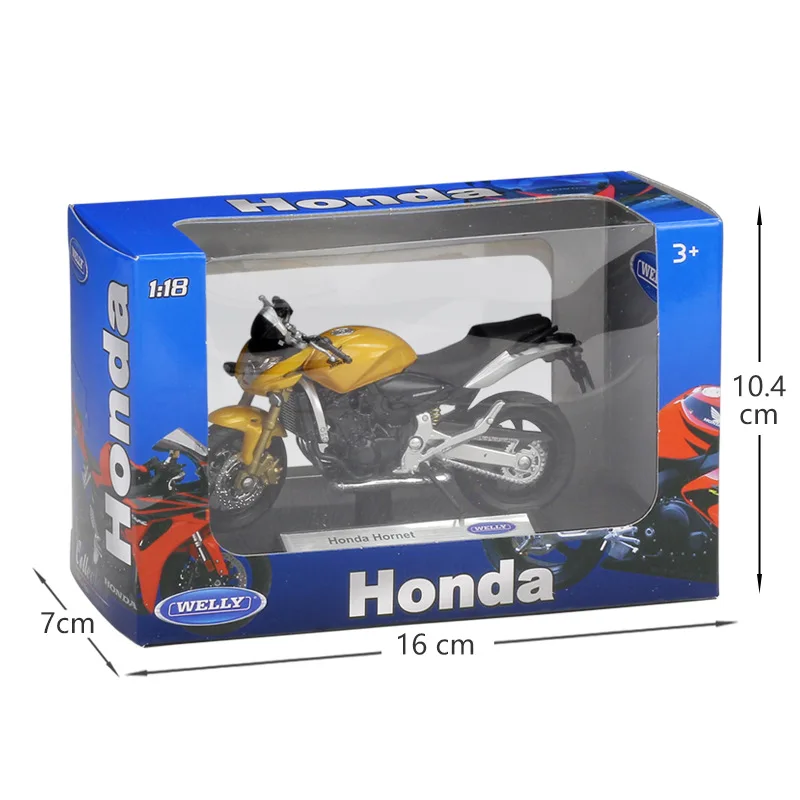 1:18 Welly HONDA Hornet желтый литой мотоцикл