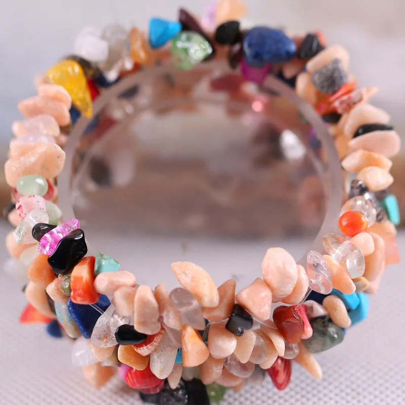 Mixed Stones Стрейч чип бусины плетение натуральный гранат раковина Кристалл Коралл кварц опал флюорит браслет с сердоликом " 1 шт - Окраска металла: Mixed Stones