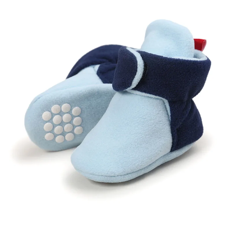 Dark light blue 01 Обувь для малышей; унисекс; Cozie; Искусственная флисовые пинетки; все сезоны; мягкая подошва; теплая Классическая обувь для малышей; обувь для мальчиков и девочек - Цвет: Dark light blue 01