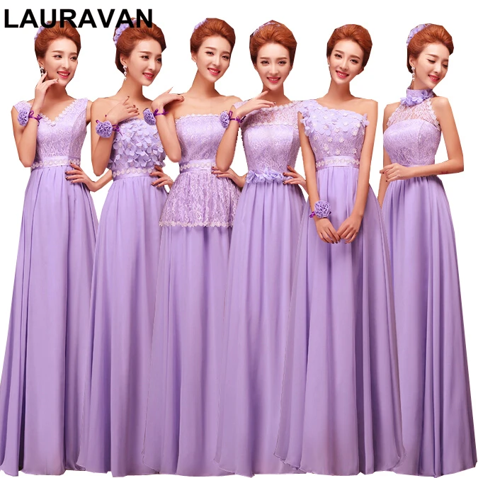 2020 lady long sexy gown lilac lavender party lace beach chiffon a line lace-up women princess dress for a wedding