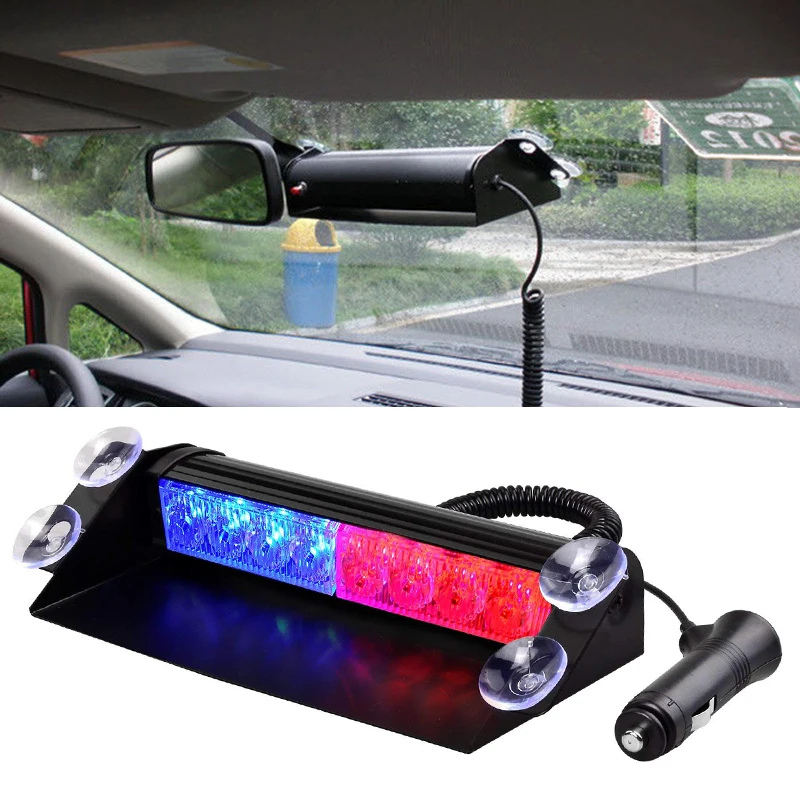 

Car Truck Emergency Flasher Dash Strobe Warning Light Day Running Flash Led Police Lights 8 LEDs 3 Flashing Modes 12V