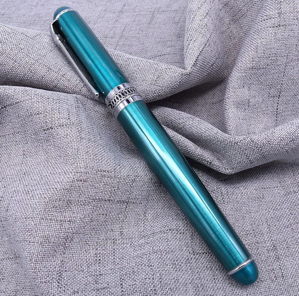 

Duke D2 Classic Green Fountain Pen Advanced Writing Gift Pen with Ink Cartridge Silver Clip Business Office Home Supplies