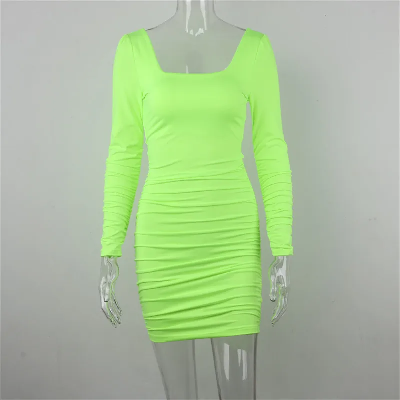Nadafair с длинным рукавом Мини бодикон платье открытая спина Ruched Клубное белое платье обтягивающее сексуальное вечернее платье для женщин