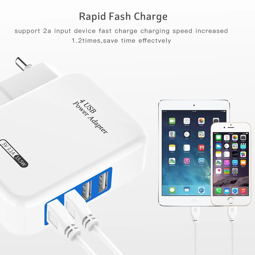 4 портовое зарядное устройство для быстрой зарядки 3 0 USB настенное Usb IPhone X XR
