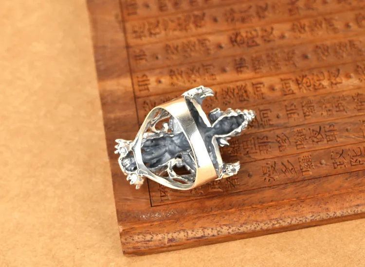 Винтажное тибетское кольцо из серебра 925 пробы настоящего стерлингового на удачу