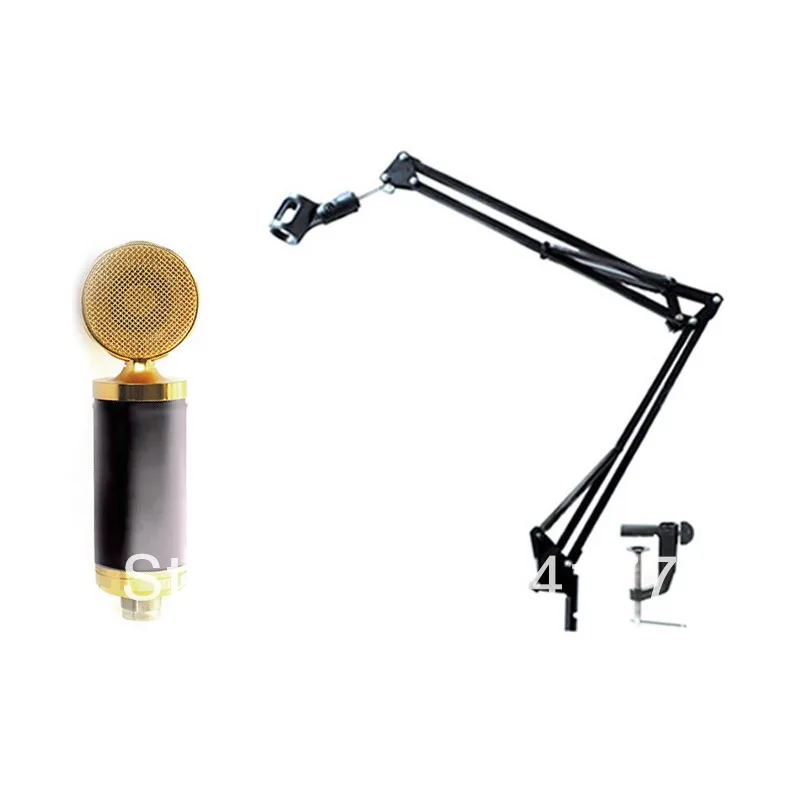 Черный микрофон студия записи конденсаторный + Шок Гора Поп Фильтр микрофонные