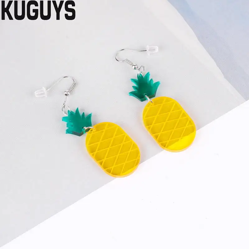 KUGUYS Fashion Jewelry Cute Carrot Earrings for Womens Pendientes Clear Acrylic Food Drop Earring Oorbellen Brincos Accessories | Украшения