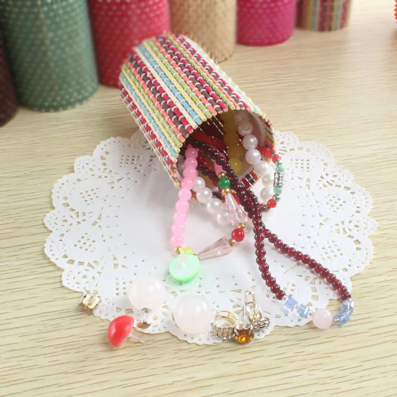 Коробка для хранения круглых бамбуковых ювелирных украшений косметический