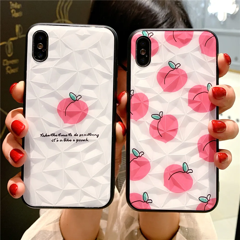 Роскошные геометрические алмаз текстуры чехол для телефона Iphone 7 8 Plus 6 S розовый