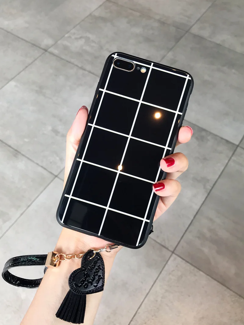OTO-ALTER Новая мода стиль пледа закаленное стекло ТПУ чехол для iPhone X/XS/XR/XSMAX/6/6 s plus/6s/6s