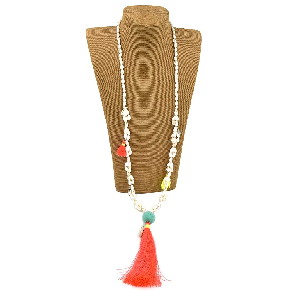

New fashion tessal Pompous pendents necklace unique boho Bohemia long Necklaces sea beach cowrie shell beaded chain necklace