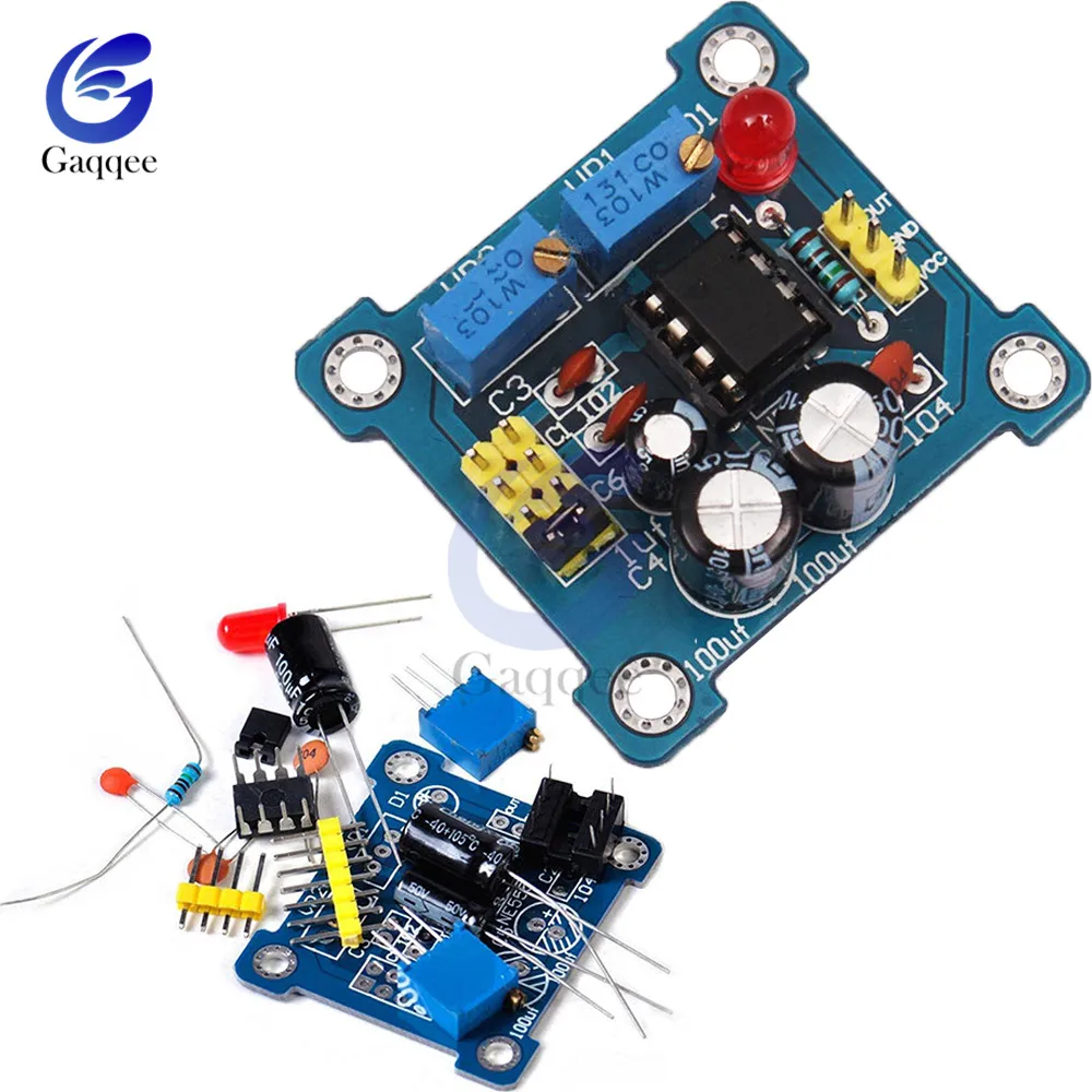 

NE555 Pulse Generator Pulse Starter Duty Cycle and Frequency Adjustable Module DIY Kit Oscillator Square Wave Signal Generator