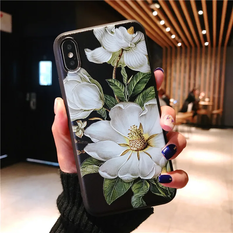 Силиконовый чехол с цветком для телефона s Iphone 6 S 7 8 Plus XS Max XR X мягкий силиконовый