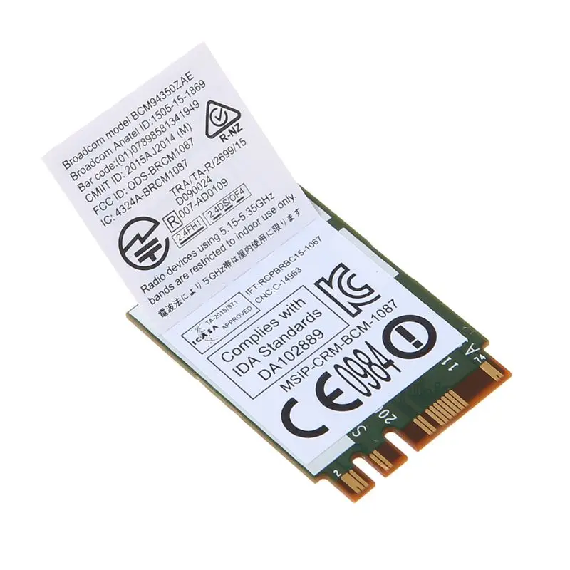 DW1820A BCM94350ZAE 802.11ac Bluetooth 4,1 867 Мбит/с M.2 WiFi беспроводная карта для ноутбуков Dell компьютеры