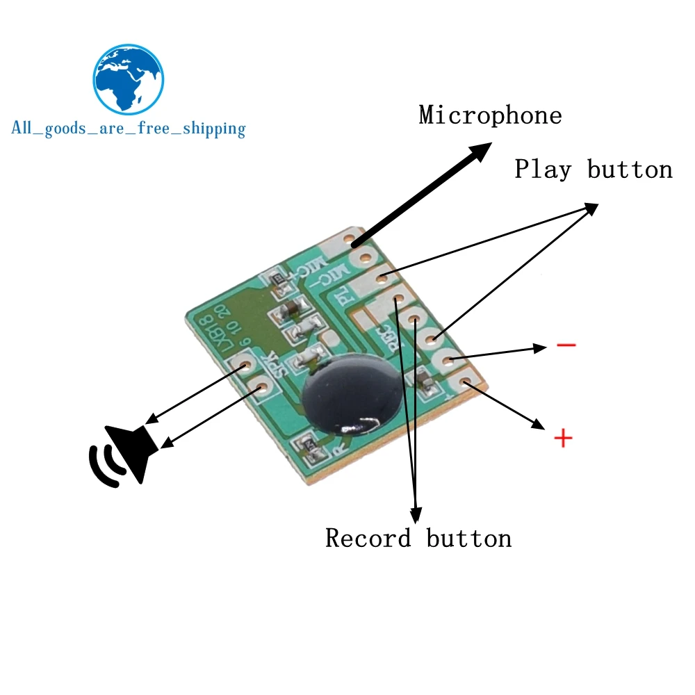 TZT ISD1806 6S звуковая записываемая микросхема IC Голосовая музыка говорящий рекордер модуль 8ohm динамик электронный подарок открытка 3-4,5 в