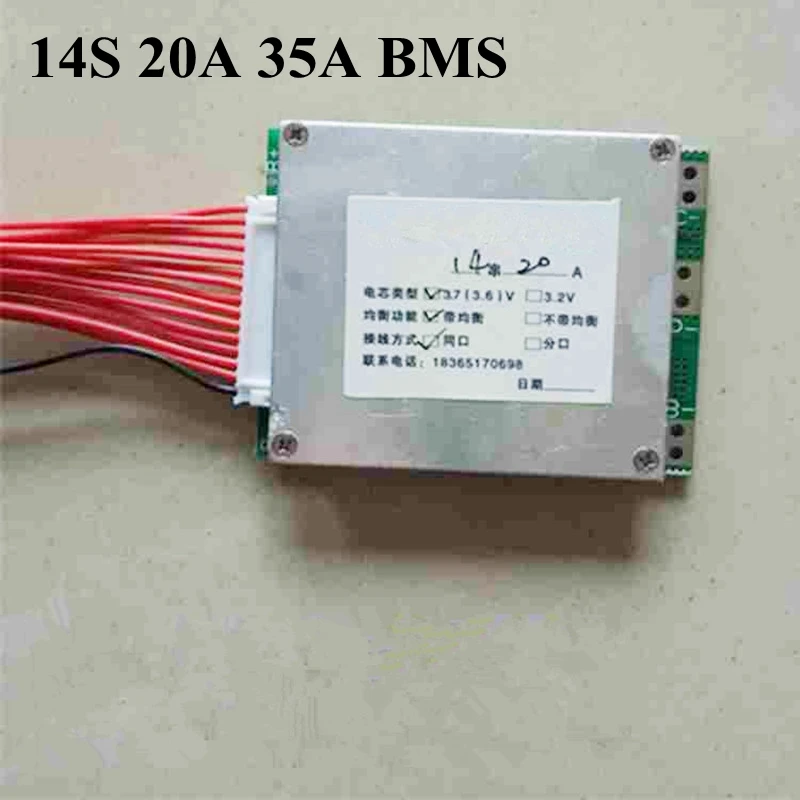 Индивидуальные 14s 51 8 v 20A Bms Li Ion 30A батарея для электровелосипеда 48v 25A Pcm плата
