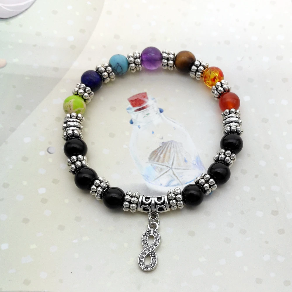 Браслет Infinite energy 7 Chakra из натурального камня для женщин браслеты с целебным