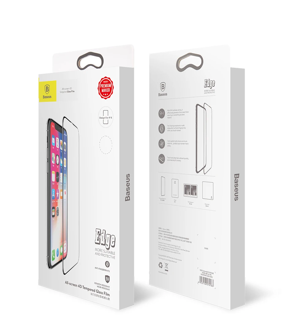 Задняя пленка Baseus для iPhone X закаленное стекло 4D полная поверхность задняя крышка стеклянная пленка для экрана iPhone X задняя крышка Защитная пленка