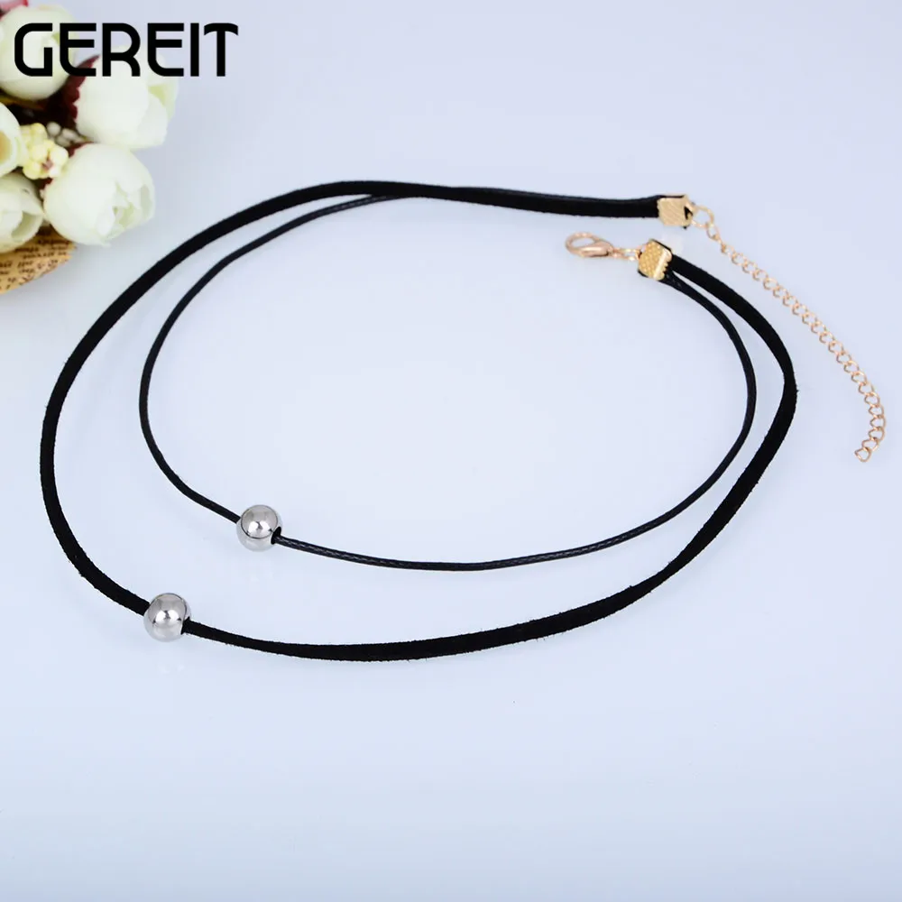 Простое модное колье чокер с серебряными бусинами многослойные парные подвески