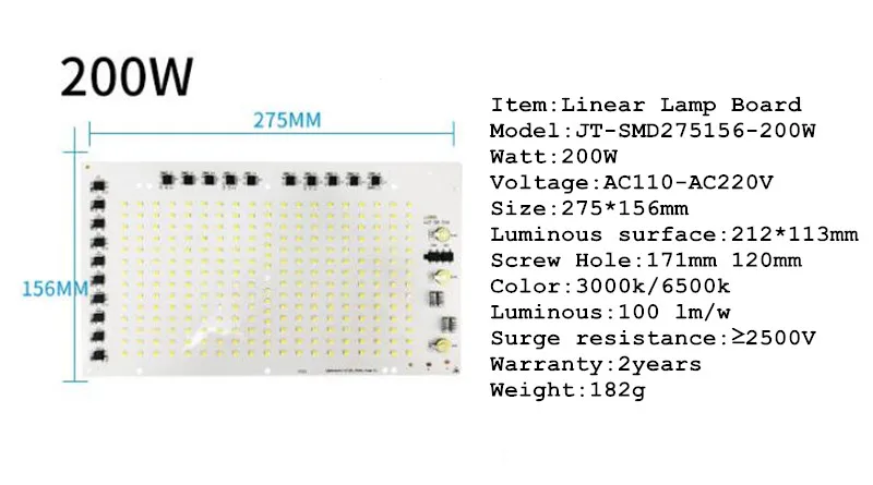 Светодиодный чип AC220V COB SMD2835 10 Вт 20 Вт 30 Вт 50 Вт 100 Вт 200 Вт линейный ламповый модуль прожектора без необходимости Светодиодный драйвер 10 шт