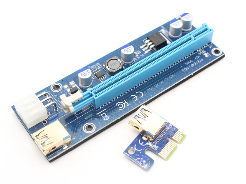 H1111Z 009S PCIE RISER 6PIN 16X для BTC mining с 2 светодиодами Express Card Sata кабель питания и 60 см