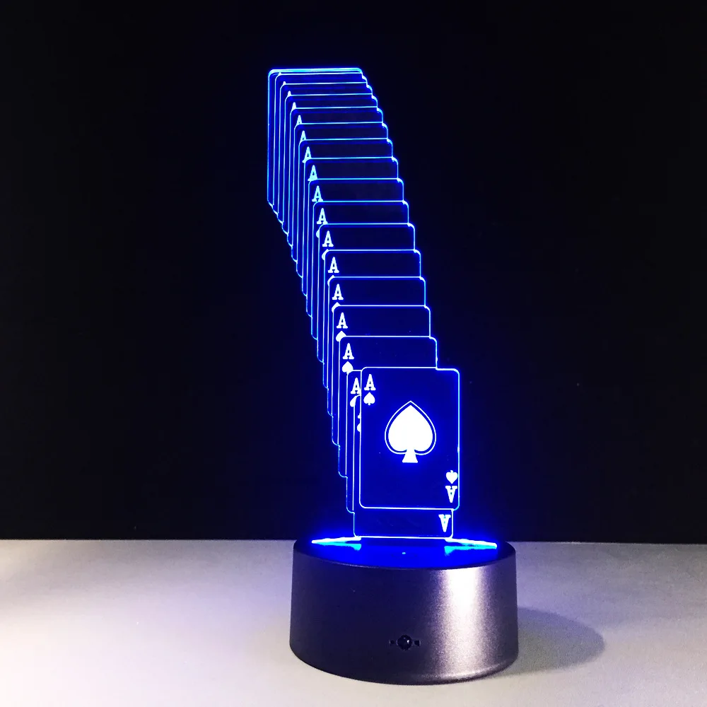 Складной покер 3D лампы 7 цветов изменить стол светильник USB светодиодный Батарея