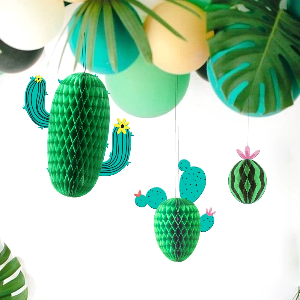 3 шт. Кактус Украшения из сот летний тропический DIY Fiesta декор для вечеринки в честь Дня Рождения Luau Гавайский лама детский душ свадьба