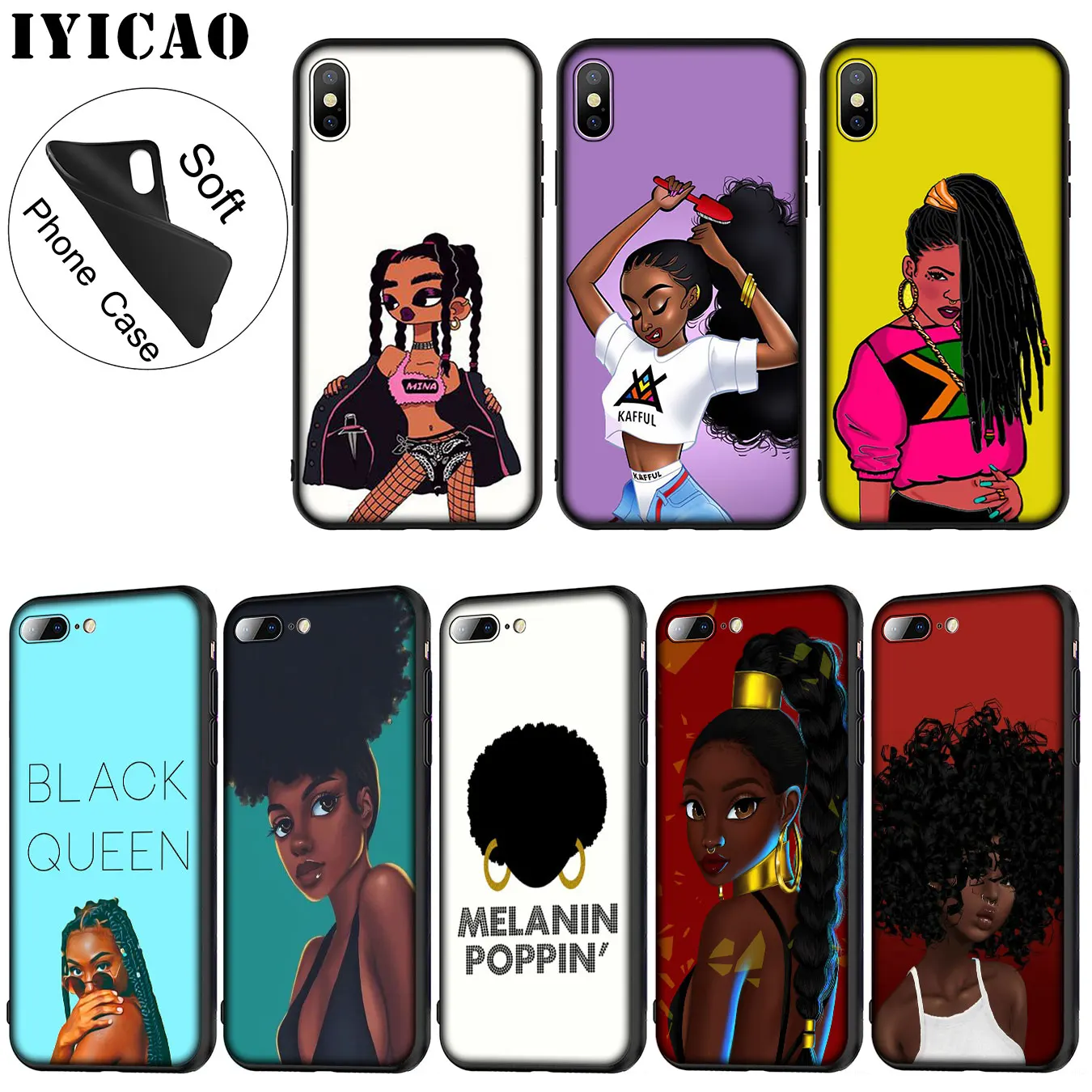 Новый персонализированный Мягкий силиконовый чехол для телефона MELANIN POPPIN Black Girl