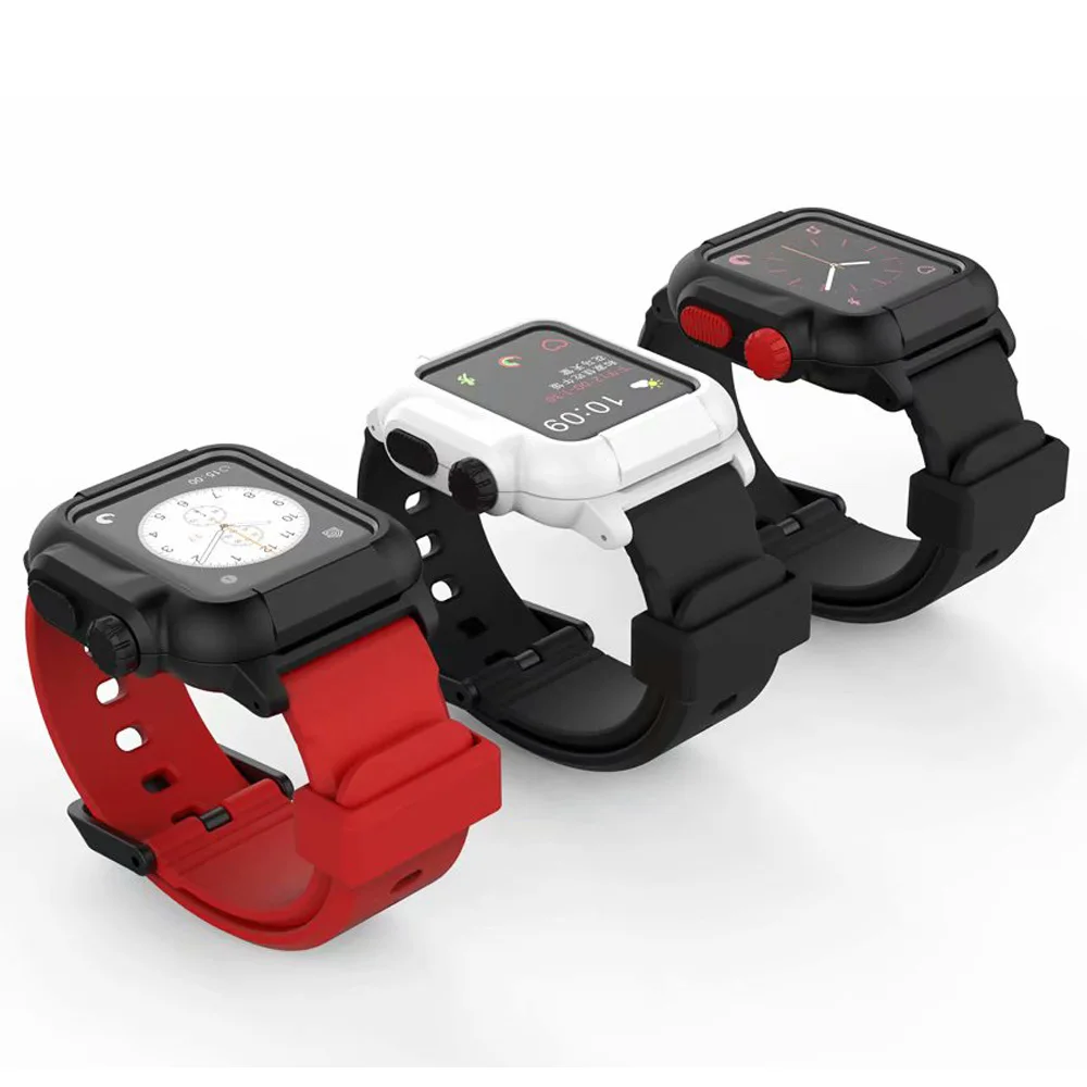 JANSIN светящийся спортивный ремешок для Apple Watch band 44 мм 42 мм водонепроницаемый чехол-браслет iwatch Series 4 3 2 защитный чехол