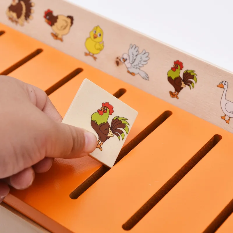 Монтессори раннее образование серии домино игрушка деревянные блоки существ