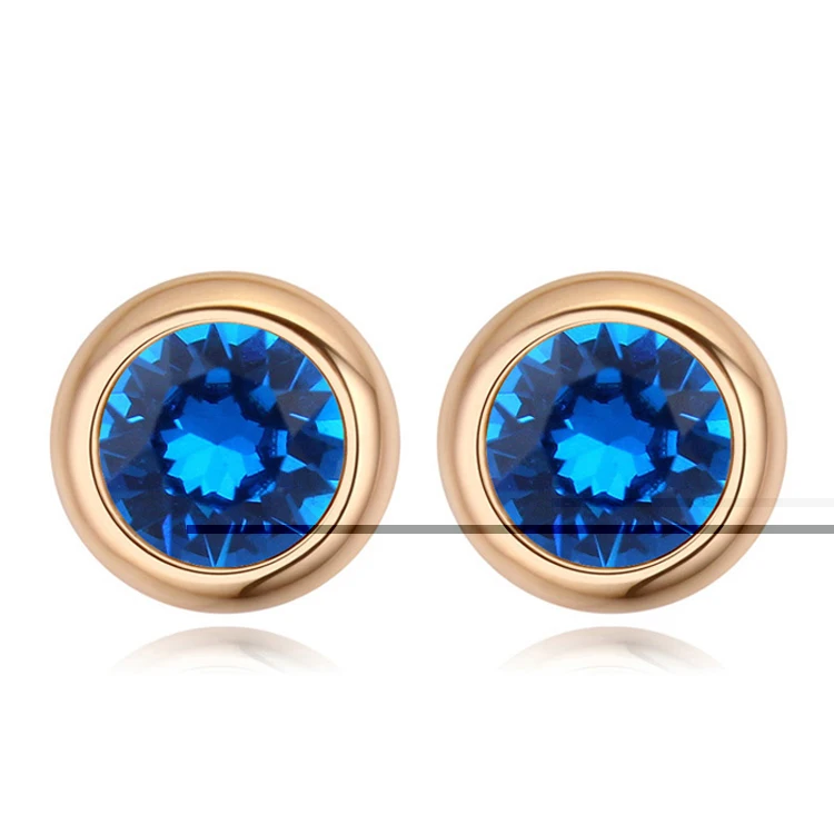 BAFFIN оригинальные серьги-гвоздики с круглыми кристаллами от Swarovski для женщин, вечерние аксессуары, подвески золотого цвета, свадебные украшения - Окраска металла: Sapphire