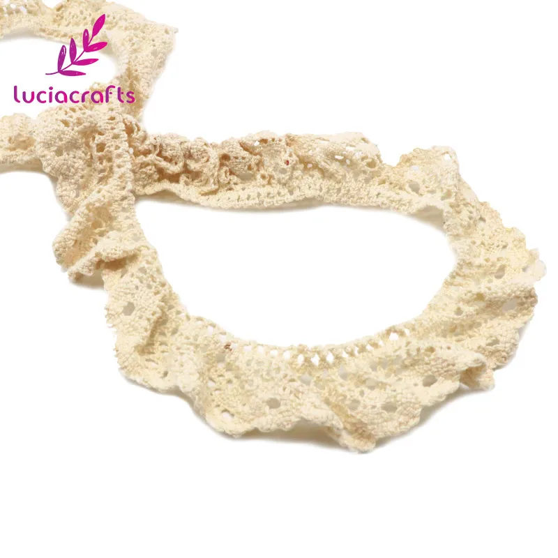 Lucia crafts 2y/5y приблизительно 25 мм Хлопок кружевная отделка кружевная лента из сетки для ручной работы материалы аксессуары для шитья R0210 - Цвет: Beige 2y